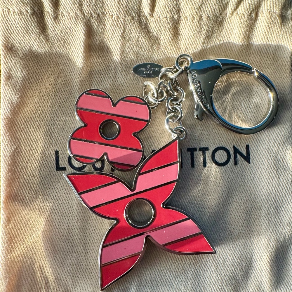 Louis Vuitton Red and Silver Bag Charm Key Holder